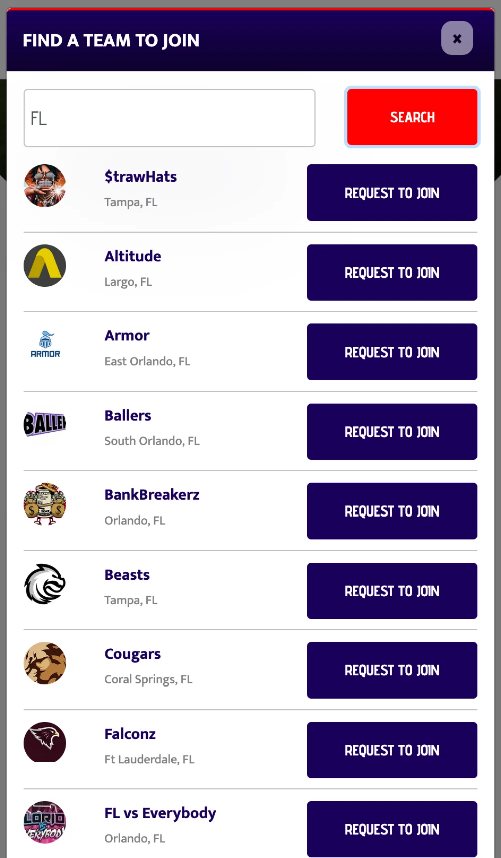 Screenshot of FlagPoint join team dashboard