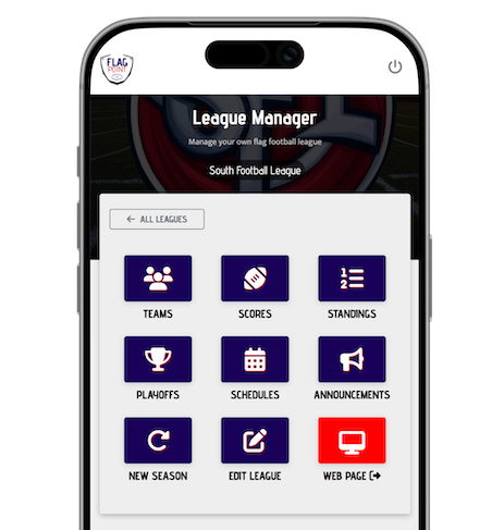 showcase of league manager on a mobile phone