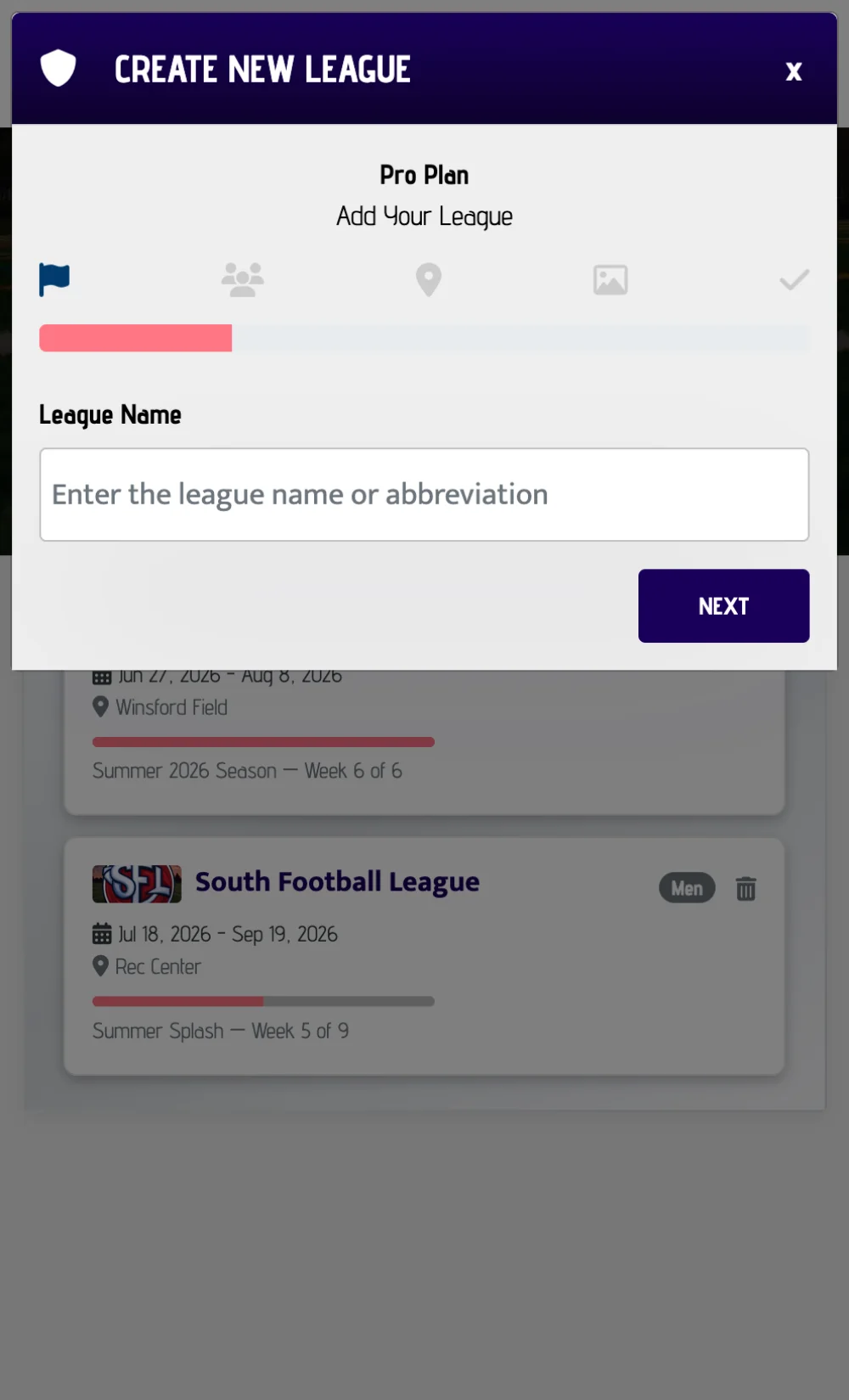 FlagPoint league dashboard displayed on mobile
