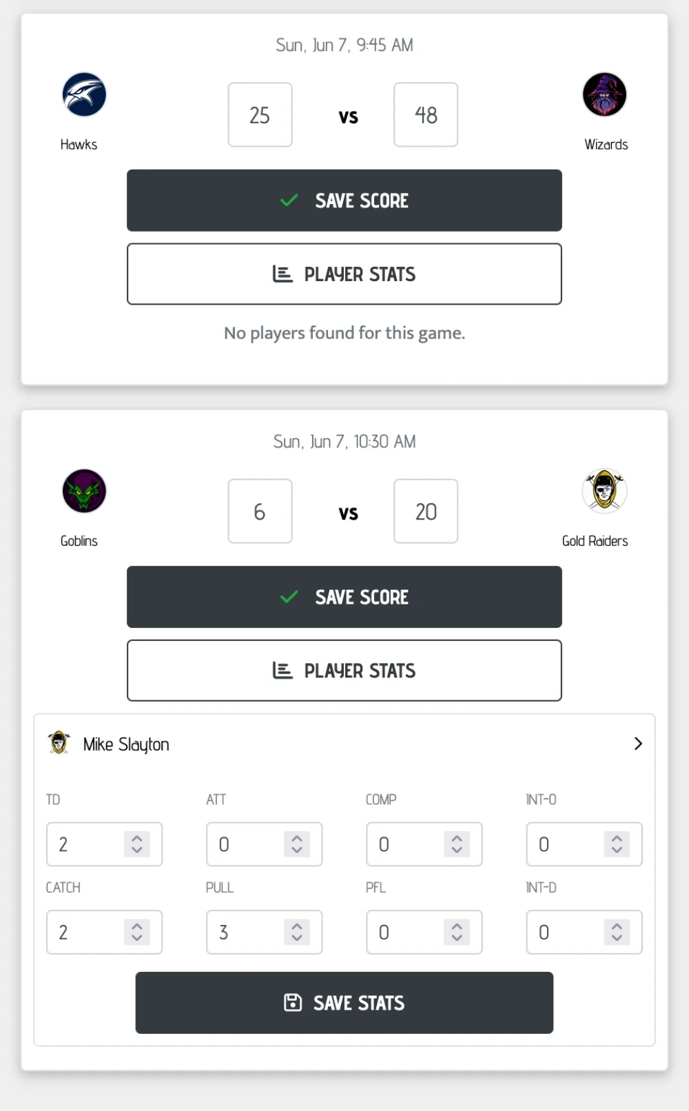FlagPoint playoff bracket shown on mobile